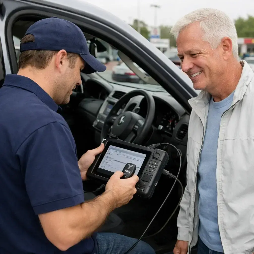 Automotive locksmith programming car key in Atlanta GA