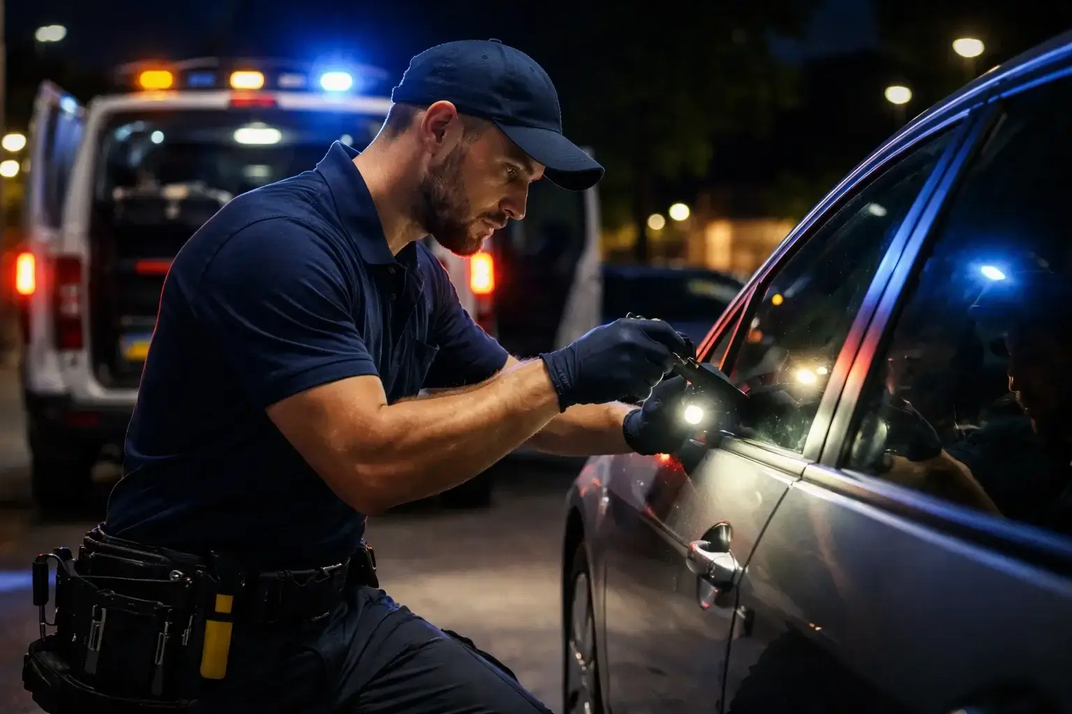 Emergency locksmith providing fast lockout assistance at night in Atlanta GA