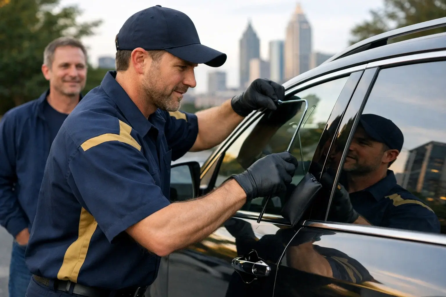 Automotive locksmith providing damage free vehicle lockout assistance in Atlanta GA